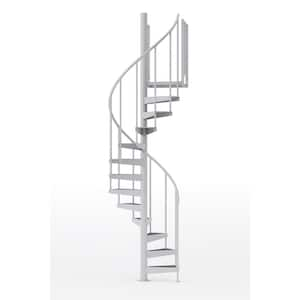 Condor White Interior 42in Diameter, Fits Height 93.5in - 104.5in, 2 42in Tall Platform Rails Spiral Staircase Kit