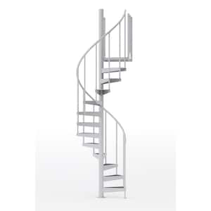 Condor White Interior 42in Diameter, Fits Height 110.5in - 123.5in, 2 36in Tall Platform Rails Spiral Staircase Kit