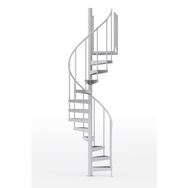 Mylen STAIRS Condor White Interior 42in Diameter, Fits Height 119in - 133in, 1 36in Tall Platform Rail Spiral Staircase Kit