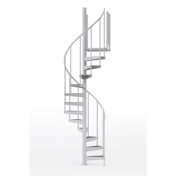 Mylen STAIRS Condor White Interior 42in Diameter, Fits Height 85in - 95in, 2 36in Tall Platform Rails Spiral Staircase Kit