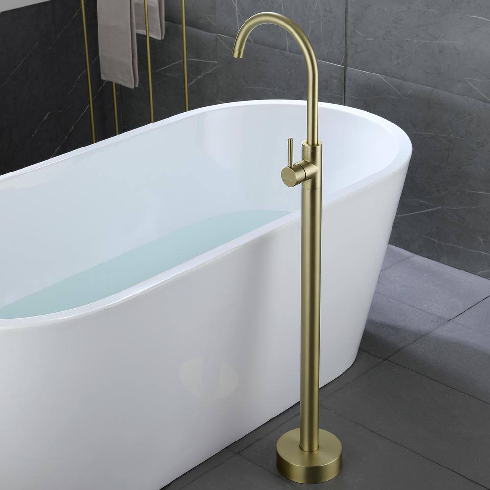Brushed Gold Brass Freestanding Tub Filler with Diverter