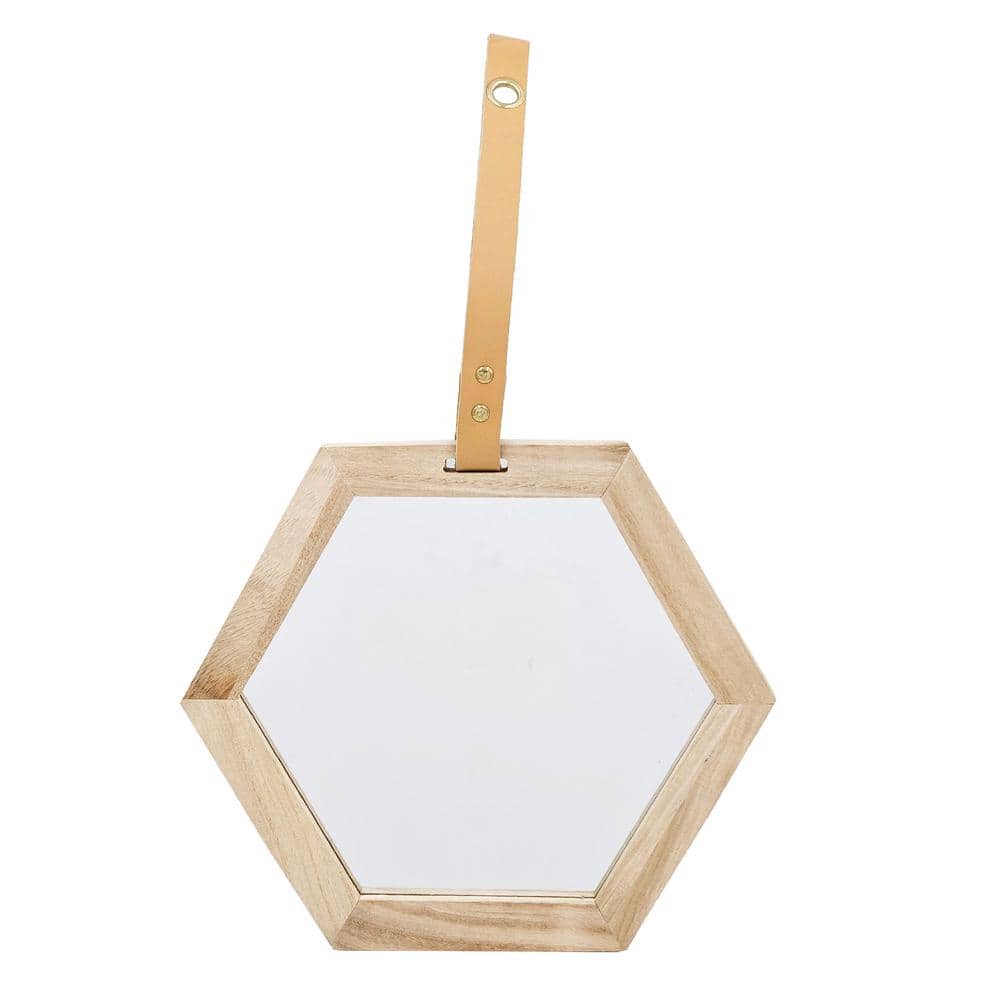 Minimalist Elegance Beige Brown 11 in. W x 10 in. H Modern Hexagon Wood Fra