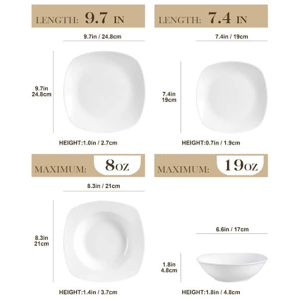 MALACASA Elisa 18-Piece White Porcelain Dinnerware Set (Service