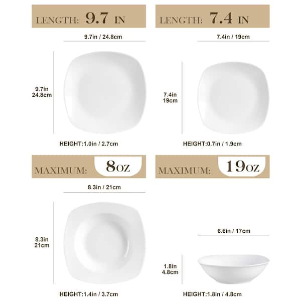 Elisa 24-Piece White Porcelain Dinnerware Set (Service for 6)