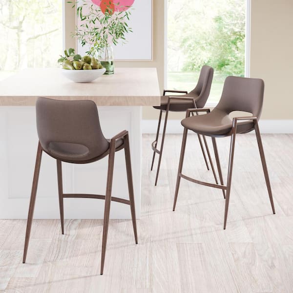 Desi 25.6 in. Open Back Plywood Frame Counter Stool with Faux Leather Seat - (Set of 2)
