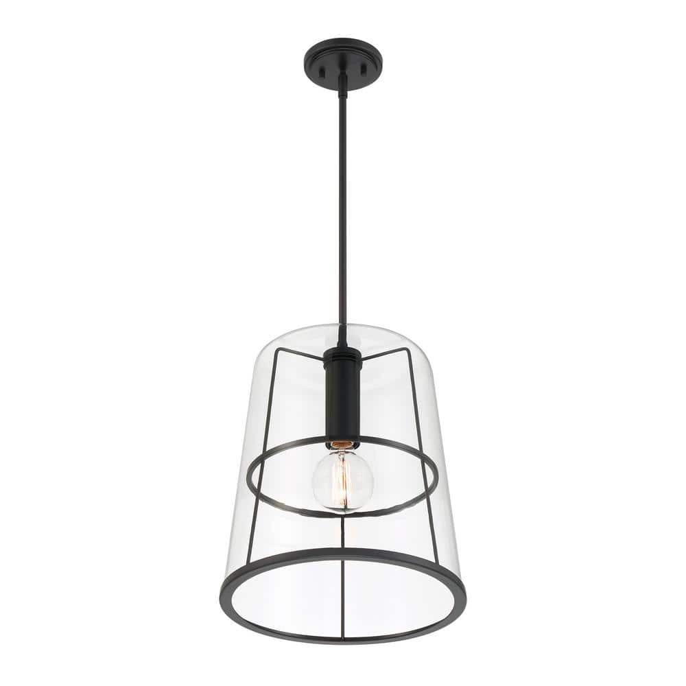 Alonzo Matte Black Glass Pendant Light, 16.5"