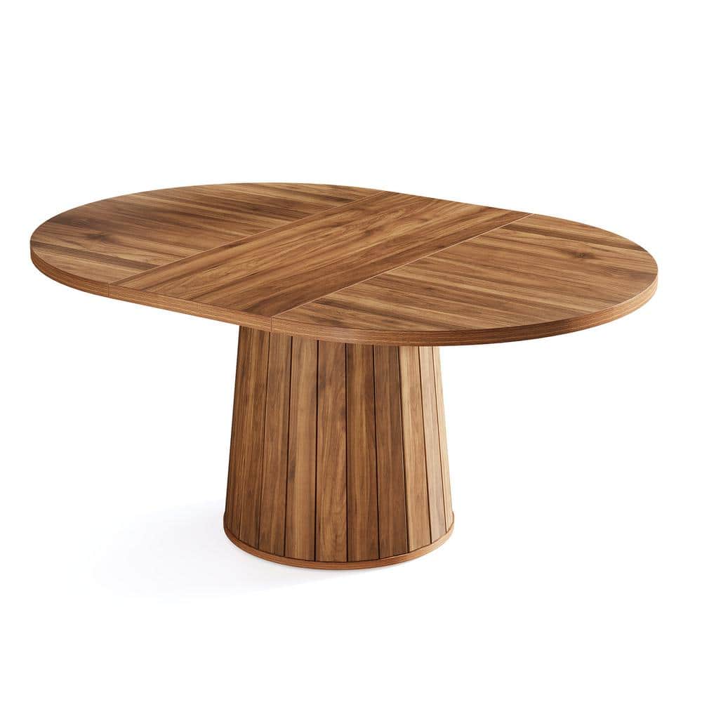 Rustic Brown Reclaimed Wood Oval Dining Table for Six