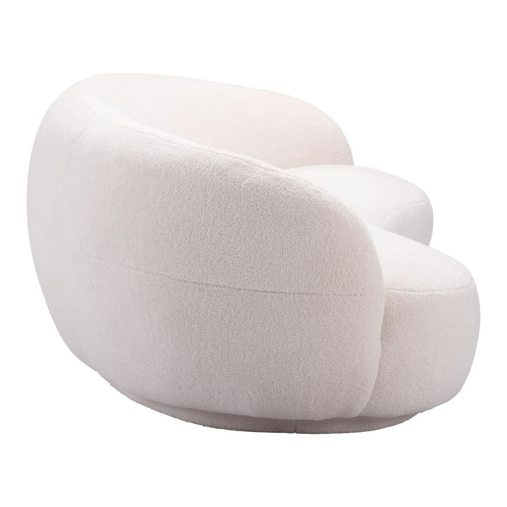 92.1'' Cream Polyester Curved Modern Sofa