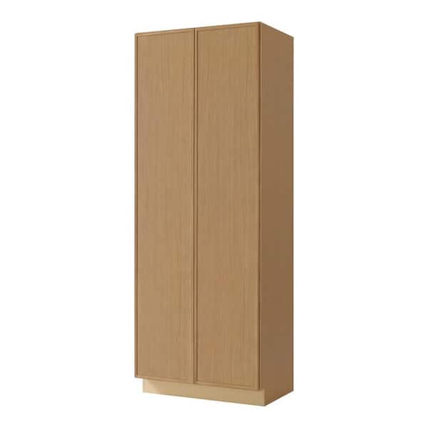 Leyton 36 in. W x 24 in. D x 96 in. H Ready To Assemble Plywood Slim Shaker Wide Pantry Kitchen Cabinet in White Oak