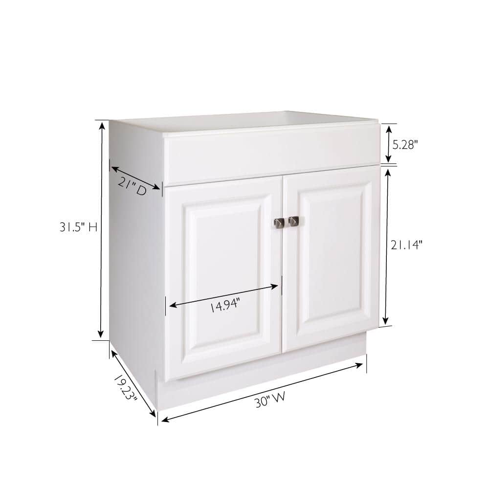 Wyndham 30" White MDF Freestanding Bathroom Vanity Cabinet