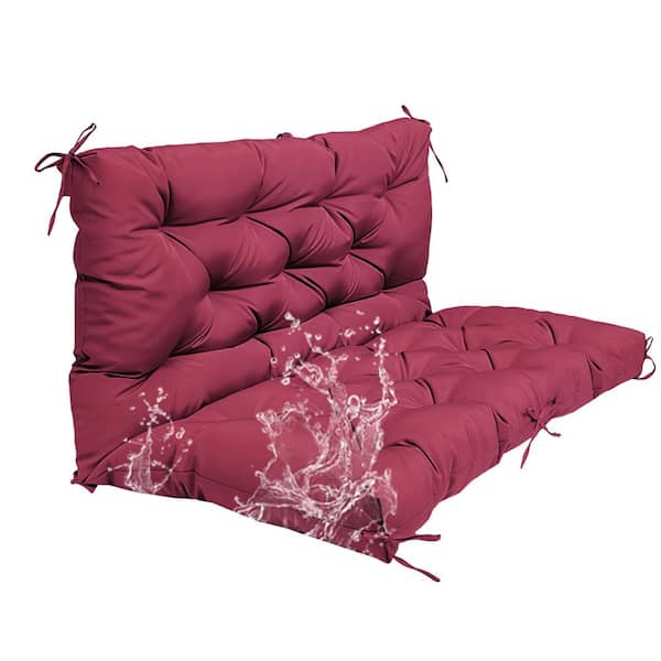 Unbranded 2-3 Seater Outdoor Porch Swing Cushion Waterproof Bench Cushion with Backrest - 60 in. x 20 in. x 20 in.