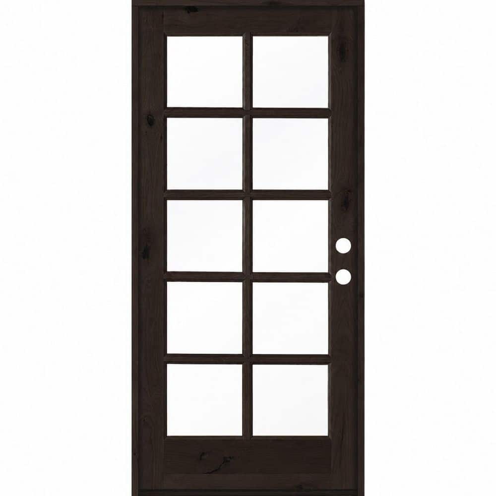 French 36 in. x 80 in. Knotty Alder Left-Hand/Inswing 10-Lite Clear Glass BEHR True Black Stain Wood Prehung Front Door price history on PriceWatchPro
