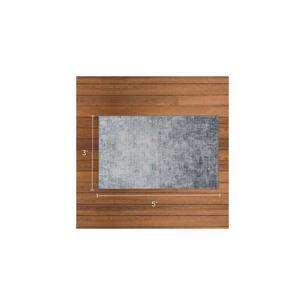 Wyatt & Ash Hazen Abstract Printed Chenille Blue 3 ft. x 5 ft