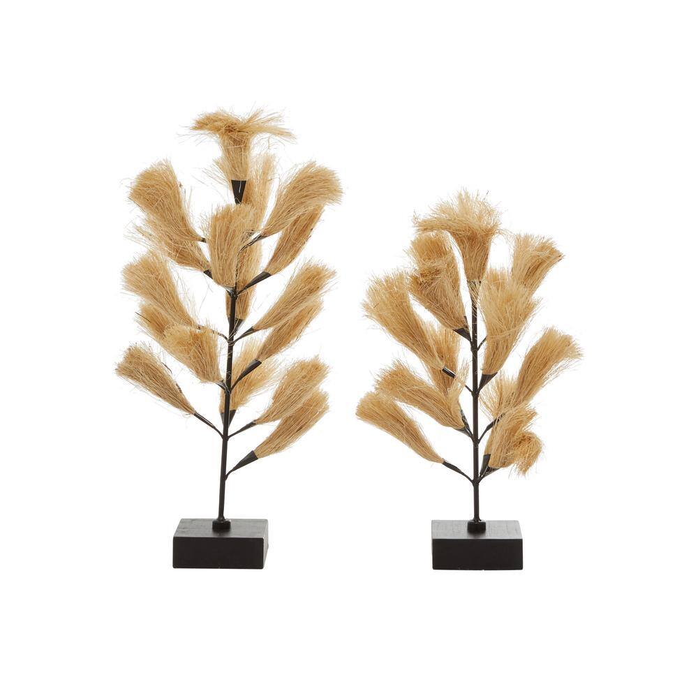 Natural Willow Grass Wood and Metal Sculpture Set