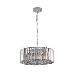 16.5 in. Modern 4-Light Transparent Crystal Round Chandelier for Living Room with no bulbs included