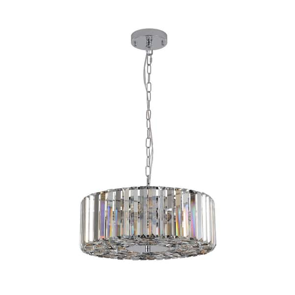 HKMGT 16.5 in. Modern 4-Light Transparent Crystal Round Chandelier for Living Room with no bulbs included