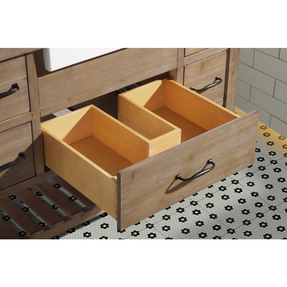 Marina 48" Weathered Fir Farmhouse Bathroom Vanity with Carrara Marble Top