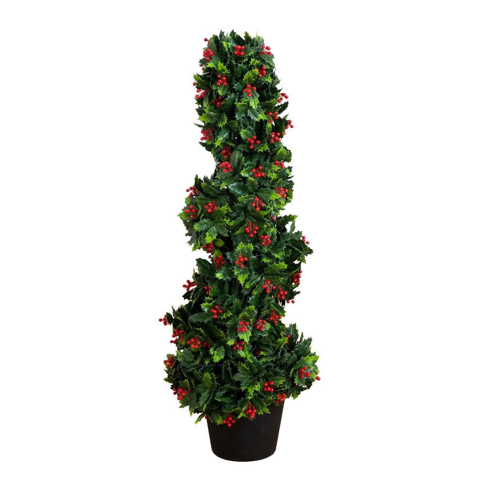 3 ft. UV Resistant Pre-Lit Artificial Holly Berry Christmas Spiral Tree with 36 LED Lights (Indoor/Outdoor) price history on PriceWatchPro