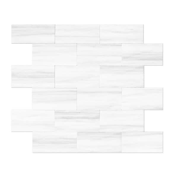 Jeedeson White 11.6 in. x 11.4 in. x 0.12 in. PVC Mixed Metal Peel and Stick Backsplash (10-Pack)