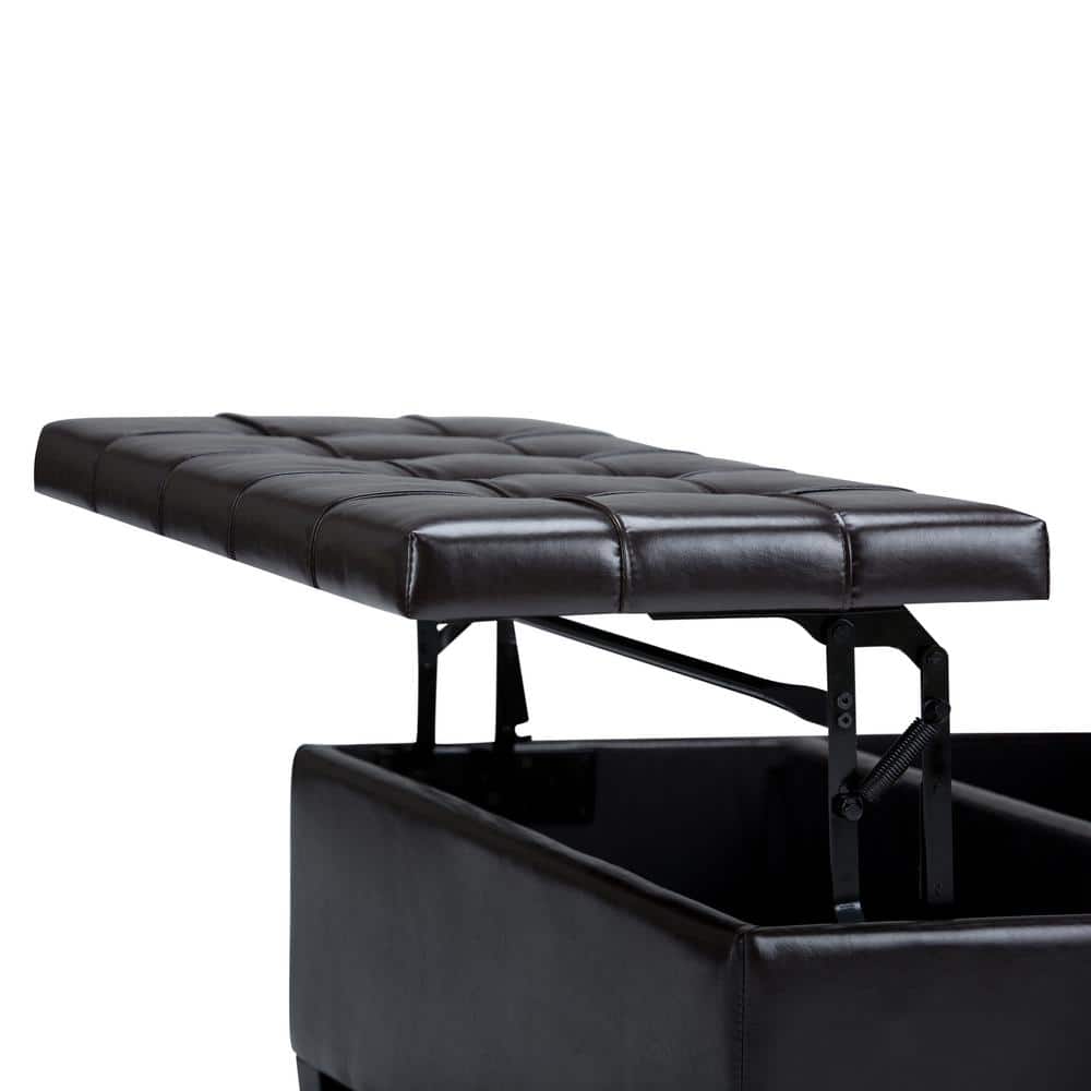 Harrison 36" Tanner's Brown Faux Leather Tufted Cocktail Ottoman