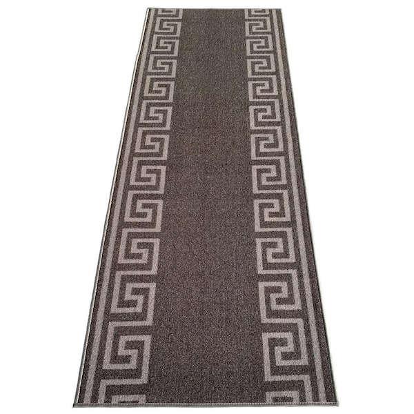 Greek Key Dark Gray 26 in. W x 20 ft. L Runner Rug/Stair Runner 44 sq. ft.