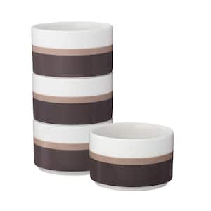 ColorStax Stripe Brown 3.75 in., 9 fl. oz. Porcelain Mini Bowls (Set of 4)