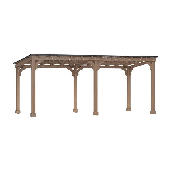 20 ft. W x 10 ft. D Cedar Wood Grill Gazebo Outdoor with Steel Roof