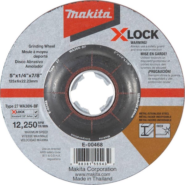 Makita X-LOCK 5 in. x 1/4 in. x 7/8 in. 36-Grit Type 27 General