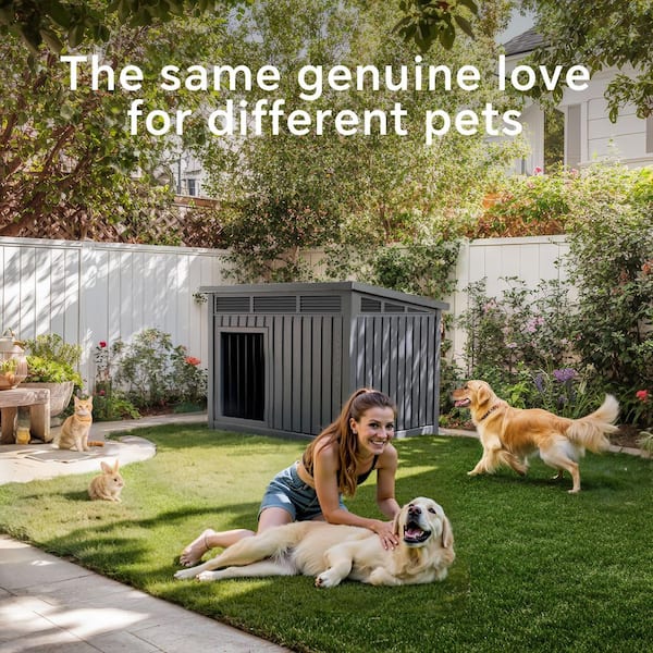 Classic Outdoor Deluxe Large Dog House, Slanted and Weather-Resistant roof Dog Crate with Air Lever System, Open Roof