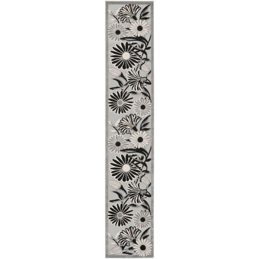 Aloha Black White 2 ft. x 6 ft. Botanical Contemporary Runner Area Rug price history on PriceWatchPro