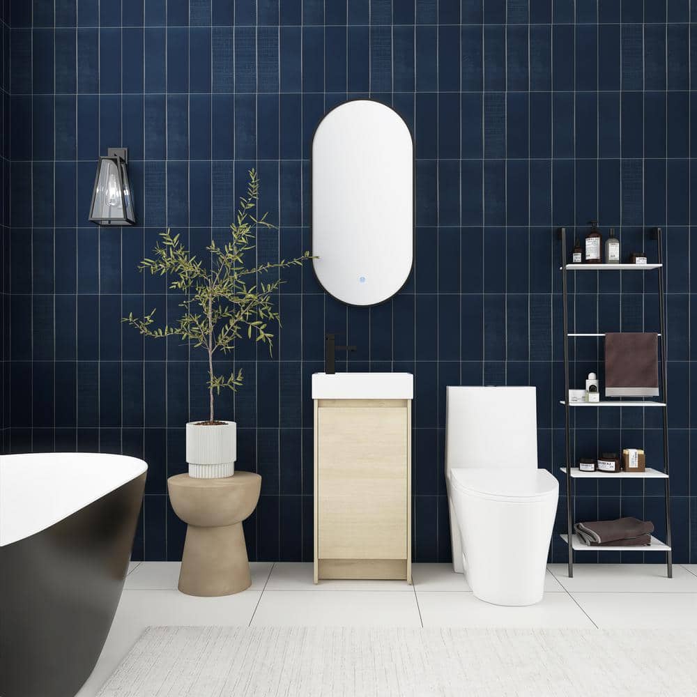16 in. W x 9 in. D x 34 in. H Freestanding Bath Vanity in Plain Light Oak w