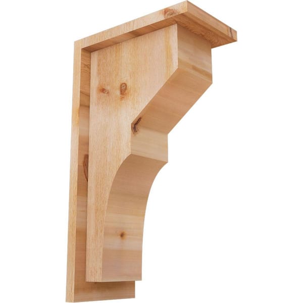 Ekena Millwork 6 in. x 10 in. x 18 in. Western Red Cedar Monterey Rough Sawn Corbel with Backplate