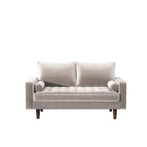 Civa 57.8 in. Beige Velvet 2-Seater Loveseat with Removable Cushions