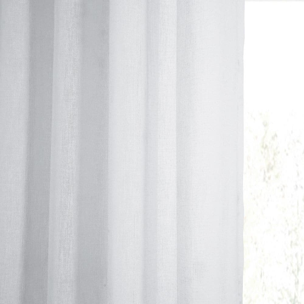 Aspen White Grommet Faux Linen Sheer Curtain Panel 50x96