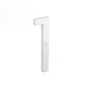 4 in. White Aluminum Floating or Flat Modern House Number 1