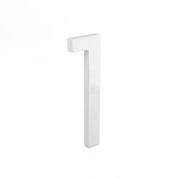 Montague Metal Products 4 in. White Aluminum Floating or Flat Modern House Number 1