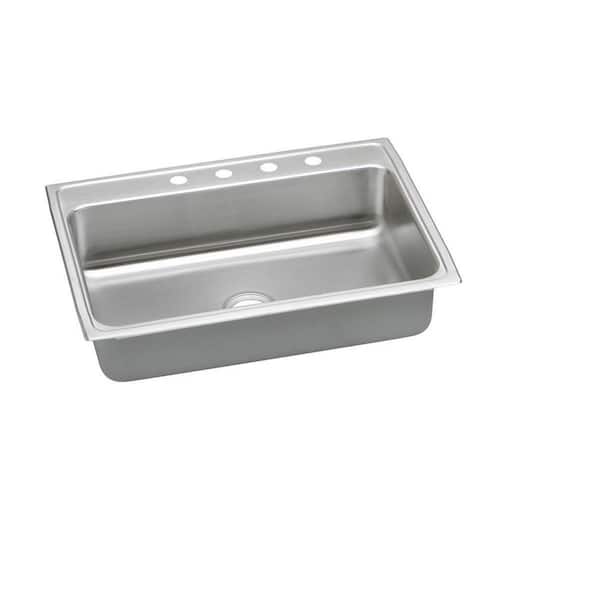 Lustertone Classic 31 in. Drop-in Single Bowl 18 Gauge Stainless Steel Kitchen Sink