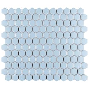 Metro 1 in. Hex Matte Light Blue 10-1/4 in. x 11-7/8 in. Porcelain Mosaic Tile (8.6 sq. ft./Case)