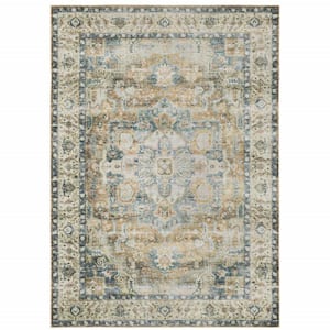 Blue and Gold 2 ft. x 3 ft. Oriental Area Rug