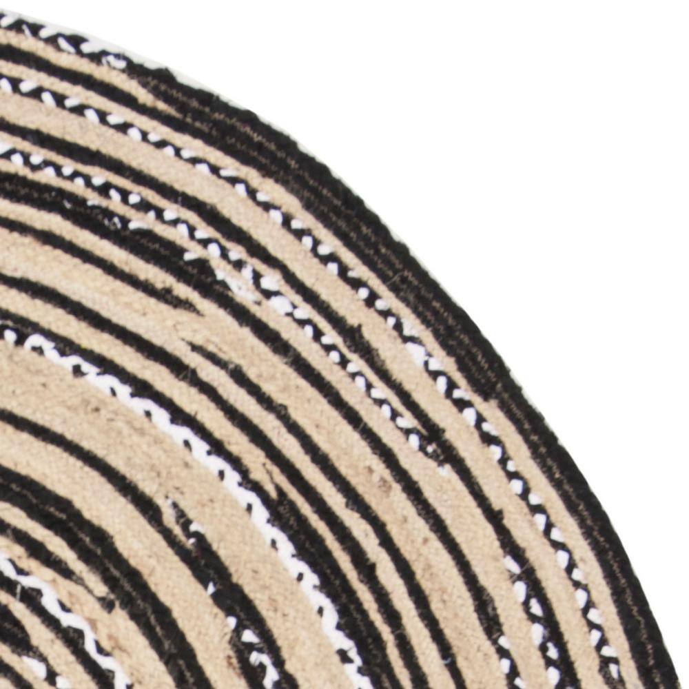 Boho-Chic Black & Ivory Handwoven Cotton Round Rug - 8'