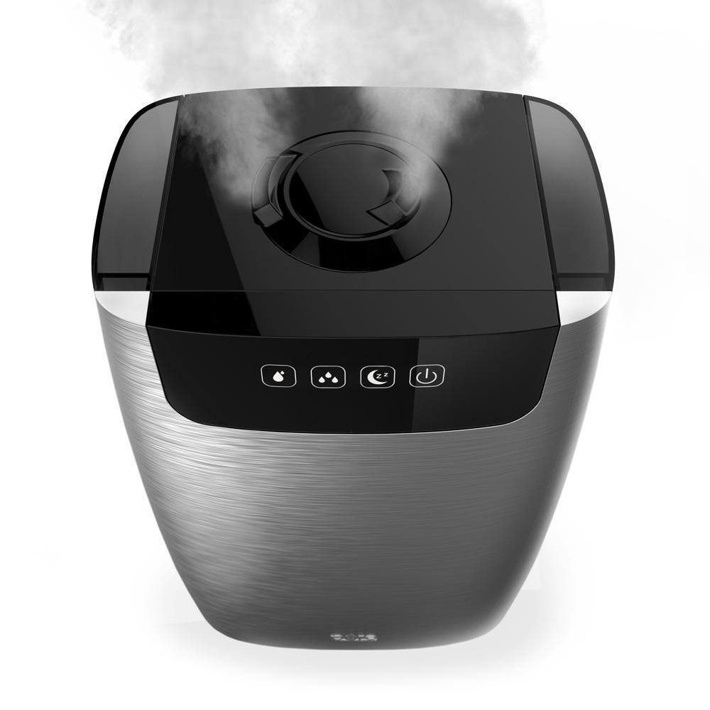 Gray Brushed Metal Ultrasonic Cool Mist Humidifier with Night Mode