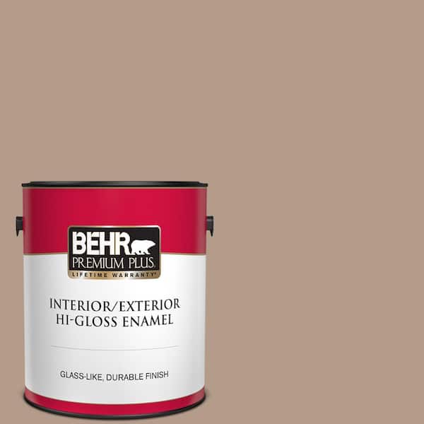 BEHR PREMIUM PLUS 1 gal. #PMD-77 Rich Taupe Hi-Gloss Enamel Interior/Exterior Paint