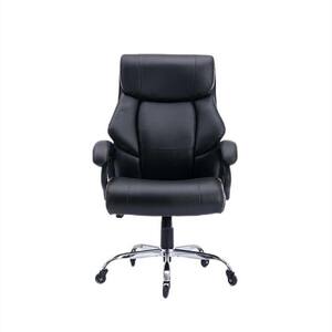 Yingj Black Faux Leather Executive Chair with Adjustable Arms