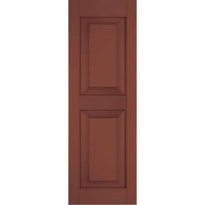 15 in. x 30 in. Exterior Real Wood Sapele Mahogany Raised Panel Shutters Pair Country Redwood