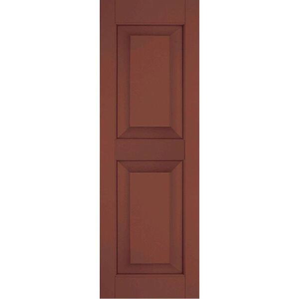 Ekena Millwork 15 in. x 76 in. Exterior Real Wood Pine Raised Panel Shutters Pair Country Redwood