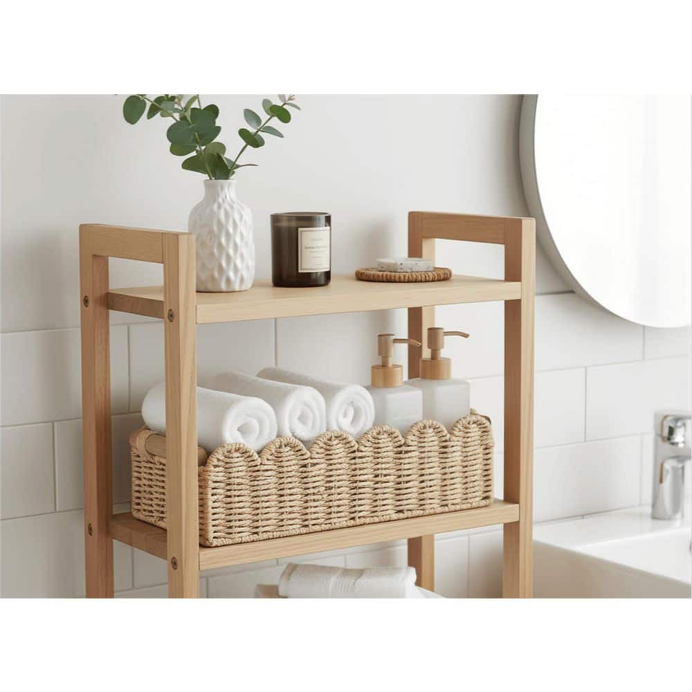 Beige 14 in. x 3.9 in. Paper Rope Decorative Basket with Scalloped Edge, Featuring 2 Wooden Handles price history on PriceWatchPro