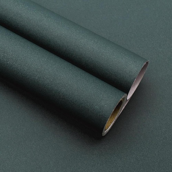 Matte Emrald Green Modern Solid Color Self-Adhesive Removable Peel and Stick Wallpaper Roll, 16"x120"