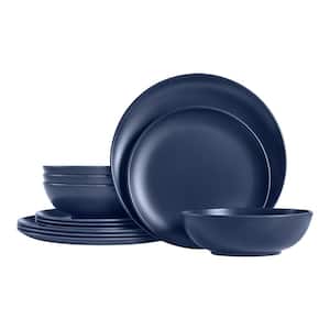 Taryn Melamine Dinnerware Set in Matte Midnight Blue (Service for 4)