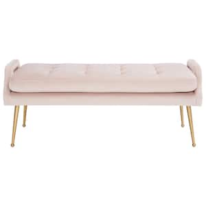 Everdeen Pink/Gold Entryway Bench With Cushion 47.64 in.