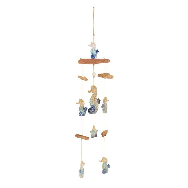 Litton Lane 41 in. Blue Ceramic Starfish Ombre Windchime